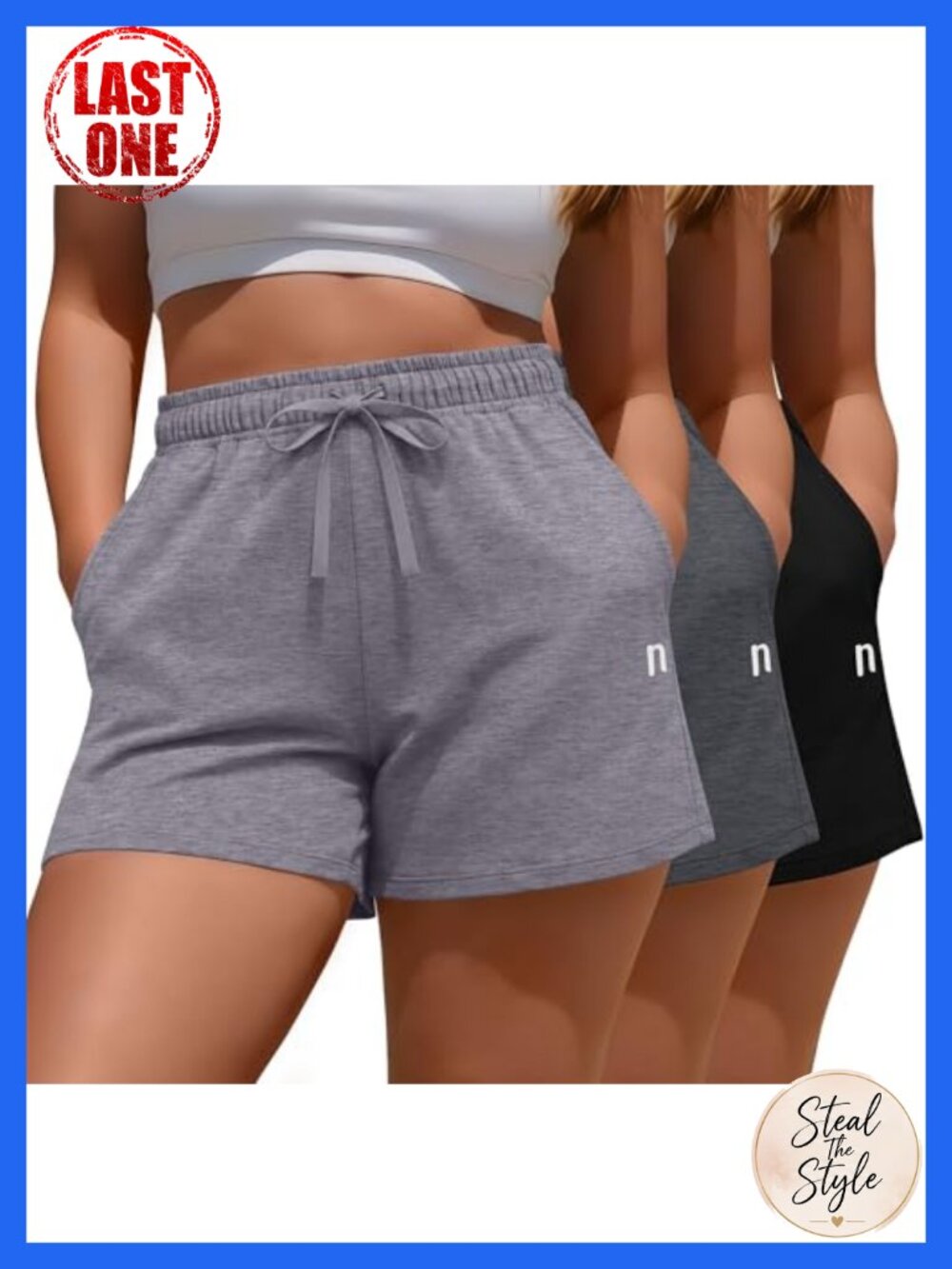 Women Plus Size Cotton Spandex Athletic Shorts 3 Pack with Pockets